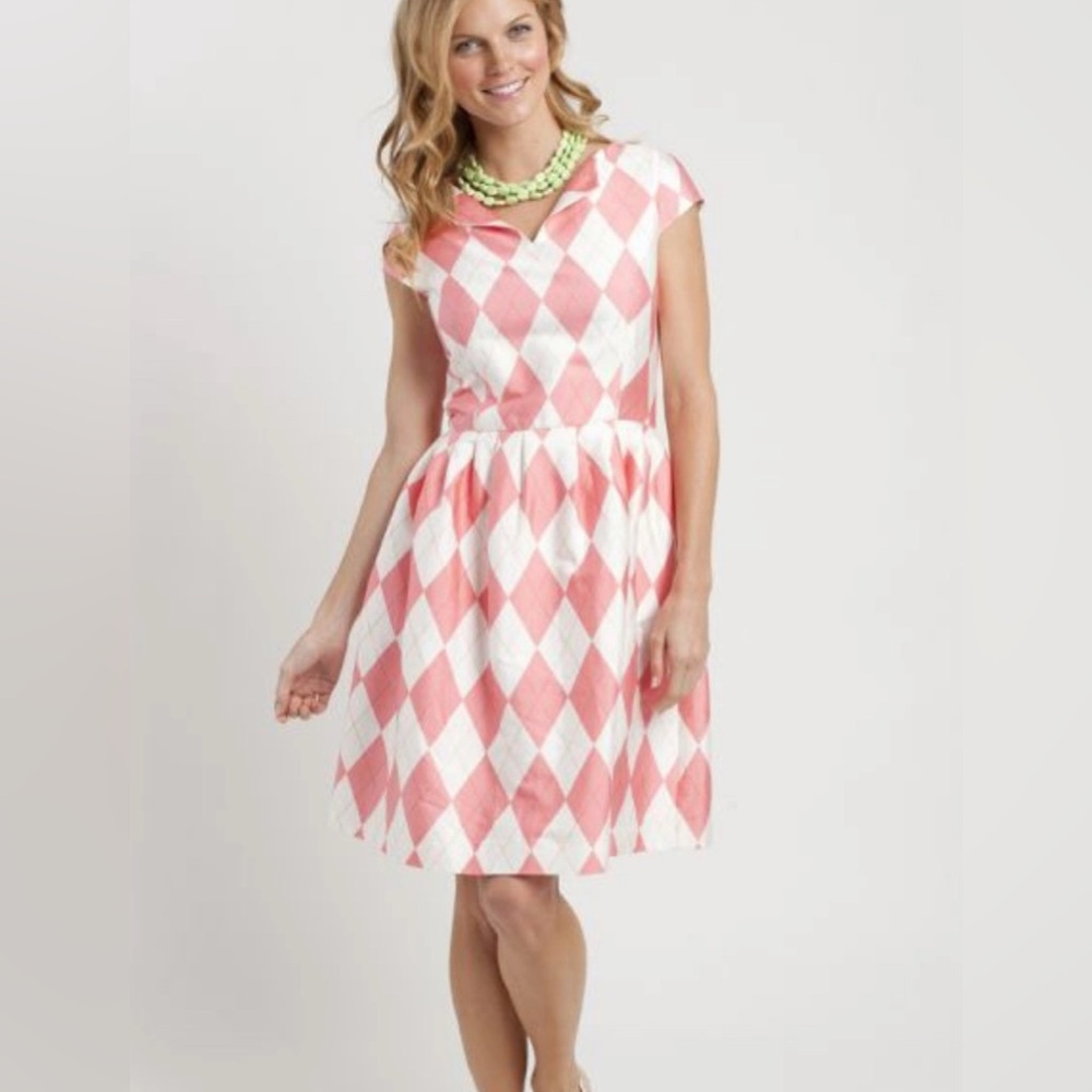 Elizabeth McKay Pink and White Midi Dress
